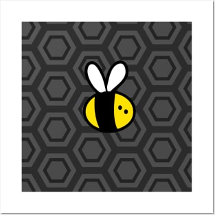 Cartoon bee with honeycomb background Posters and Art